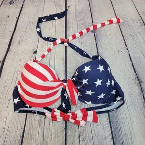 Beach Joy Stars and Stripes Pushup Swim Top Size Medium